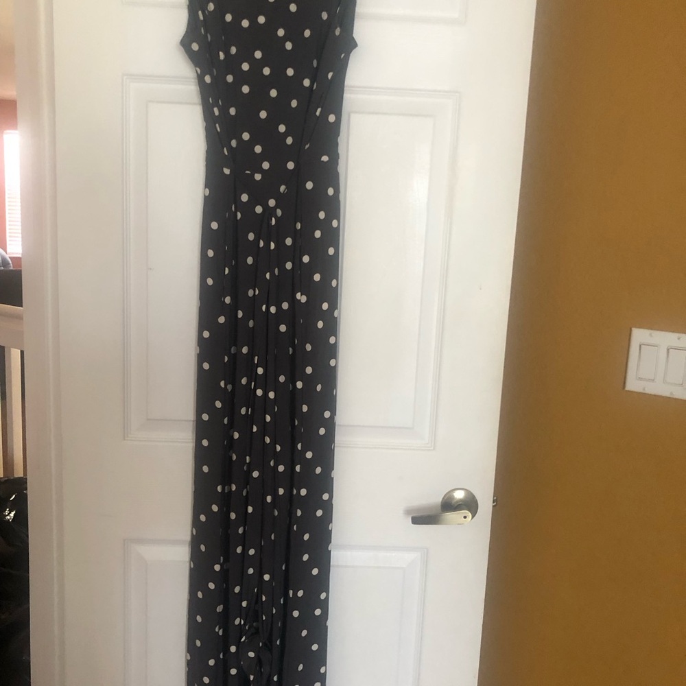Tommy Hilfiger Black Maxi Jumpsuit with White Polka Dots